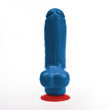 Realistischer Dildo Tyr M mit Hoden Blau 13 x Ø 5 cm