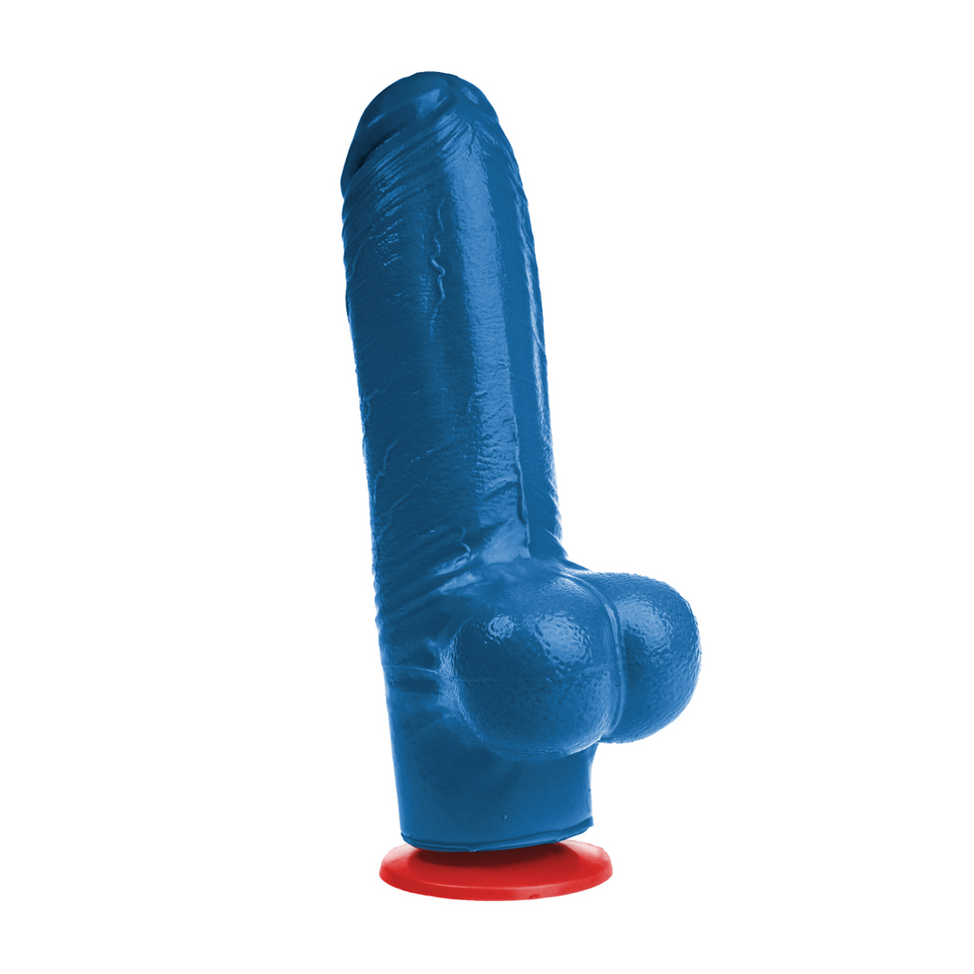 Realistischer Dildo Tyr L mit Hoden Blau 16 x Ø 6 cm
