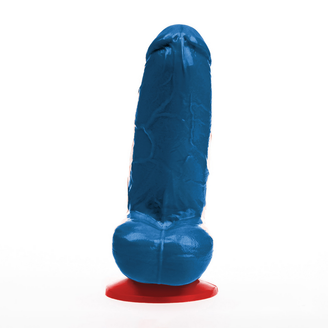 Realistischer Dildo Freyr S mit Hoden Blau 12 x Ø 5 cm