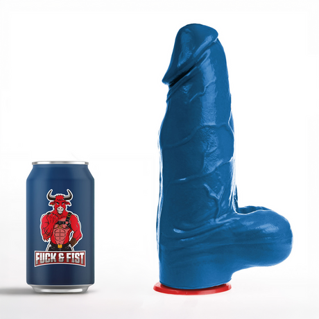Realistischer Dildo Freyr L mit Hoden Blau 18 x Ø 7,5 cm