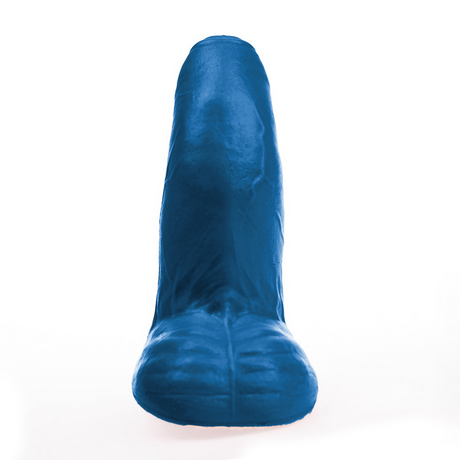 Realistischer Dildo Buri S gebogen mit Hoden Blau 14 x Ø 6 cm
