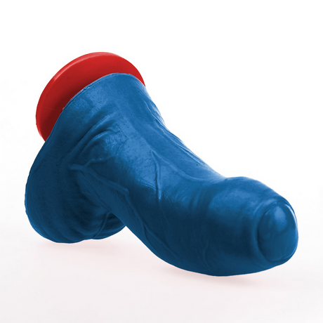 Realistischer Dildo Buri S gebogen mit Hoden Blau 14 x Ø 6 cm