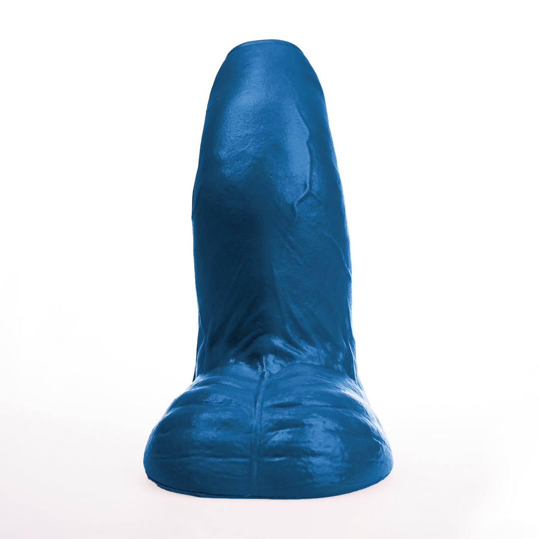 Realistischer Dildo Buri XL gebogen mit Hoden Blau 27 x Ø 10,5 cm