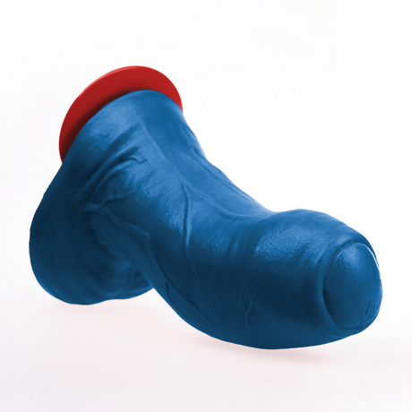 Realistischer Dildo Buri XL gebogen mit Hoden Blau 27 x Ø 10,5 cm