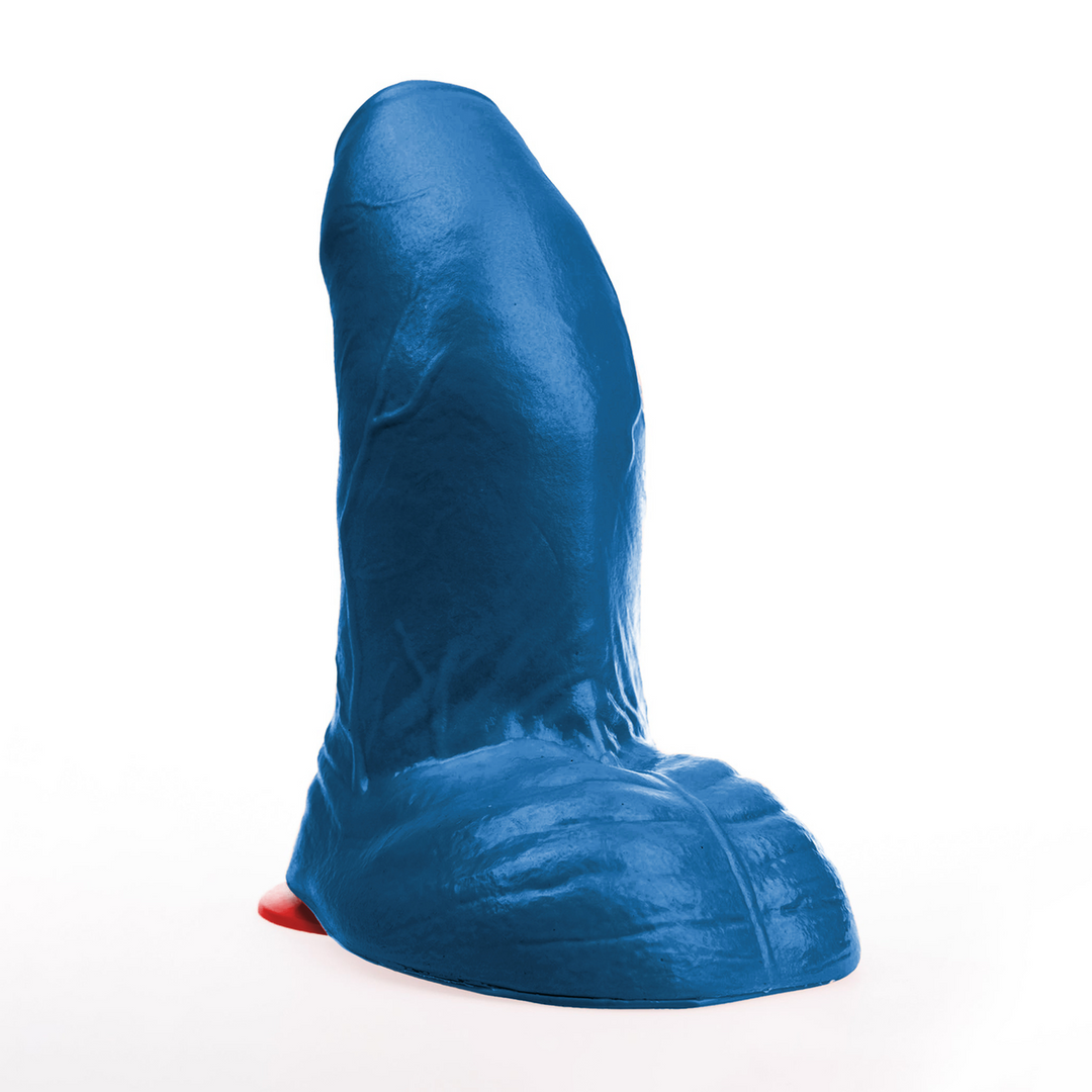 Realistischer Dildo Buri XL gebogen mit Hoden Blau 27 x Ø 10,5 cm