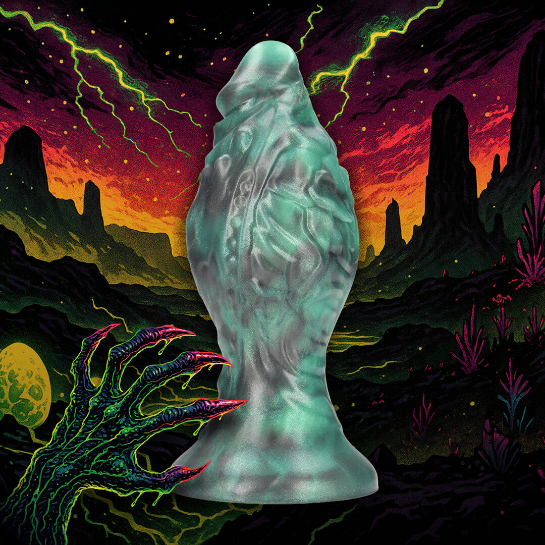 Analplug Space Born Ei-Form Schwarz/Grün 14 x Ø 6,5 cm