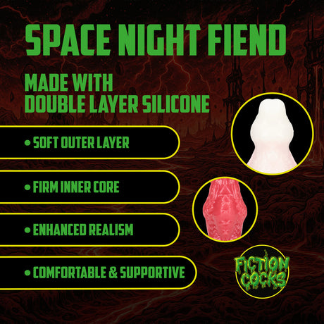 Dildo Space Night Fiend Silikon Schwarz/Rot 18 x Ø 6,5 cm