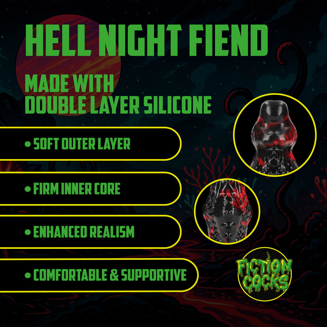 Dildo Hell Night Fiend Silikon Schwarz/Rot 18 x Ø 6,5 cm
