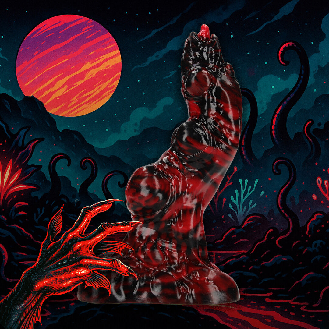 Dildo Hell Invader Silikon Schwarz/Rot 19 x Ø 6 cm