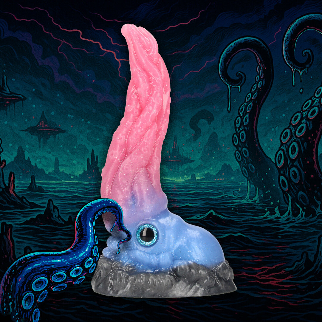 Dildo Kraken's Lick Silikon Schwarz/Rot 15 x Ø 5 cm