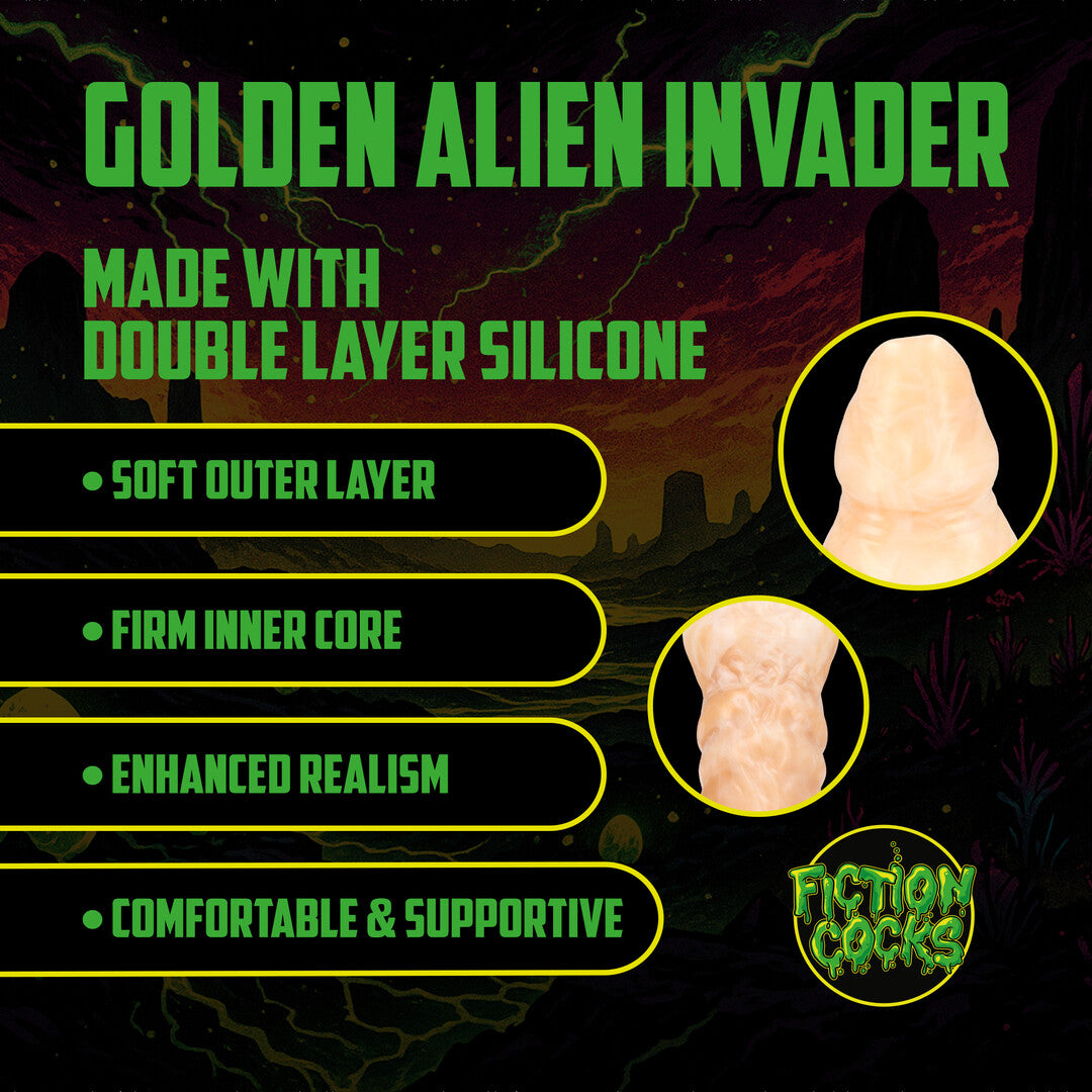 Dildo Alien Invader Silikon Weiß/Gold 22 x Ø 5,5 cm