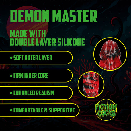 Dildo Demon Master Silikon Schwarz/Rot 18 x Ø 5,5 cm