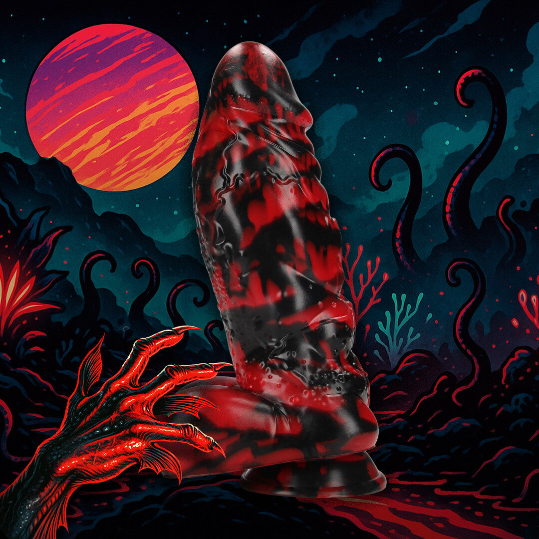 Dildo Demon Master Silikon Schwarz/Rot 18 x Ø 5,5 cm