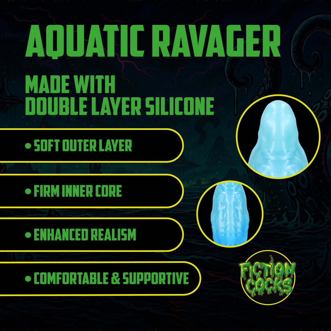 Dildo Aquatic Ravager Silikon Blau 17 x Ø 6,5 cm