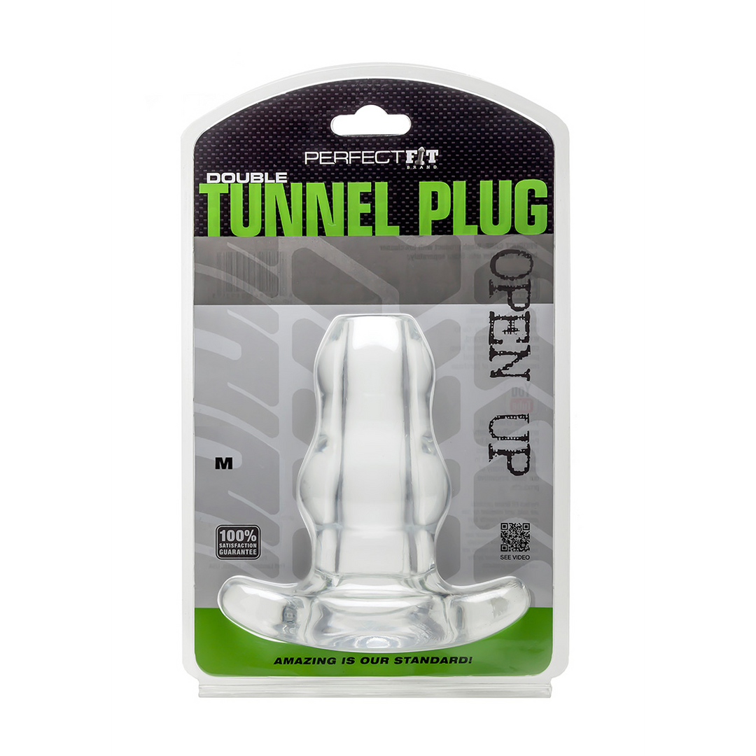 Analplug Doppel-Tunnel hohl Schwarz 12 x Ø 5,6 cm