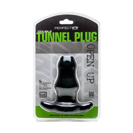 Analplug Doppel-Tunnel hohl Schwarz 15,1 x Ø 7,1 cm