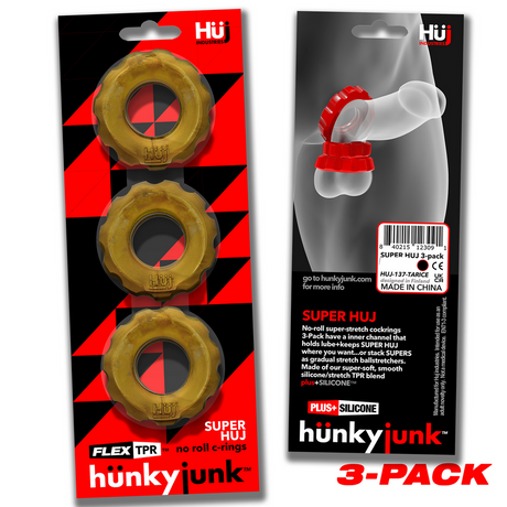 Penisringe Super Huj 3er-Pack dehnbar Gold 5 cm