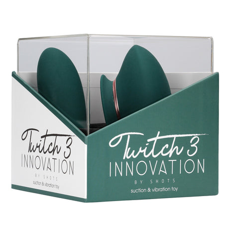 Auflegevibrator Innovation Twitch 3 mit Zunge und Einführteil Waldgrün 10,5 x 3,3 cm – Ansicht 2