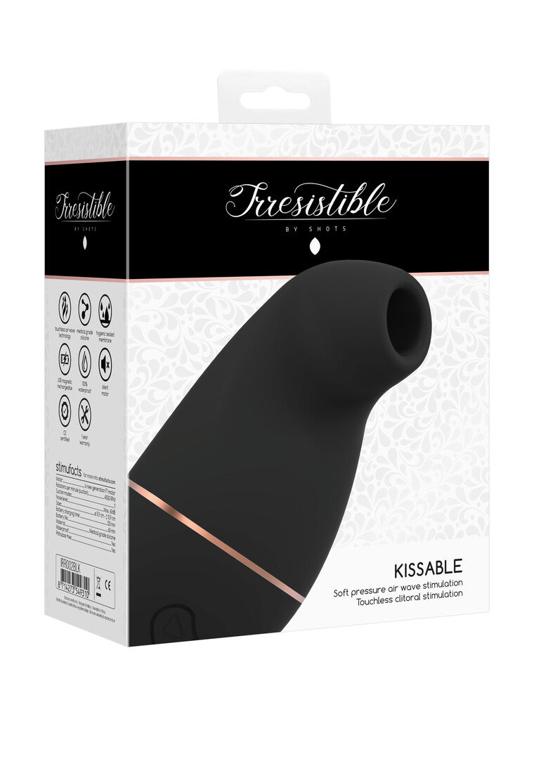 Auflegevibrator Irresistible Kissable mit Saugfunktion Schwarz 11 x 2 cm – Ansicht 2