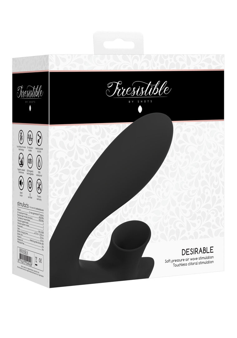 Vibrator Irresistible Desirable biegbar mit Druckwellen Schwarz 12,5 x 3,5 cm – Ansicht 2