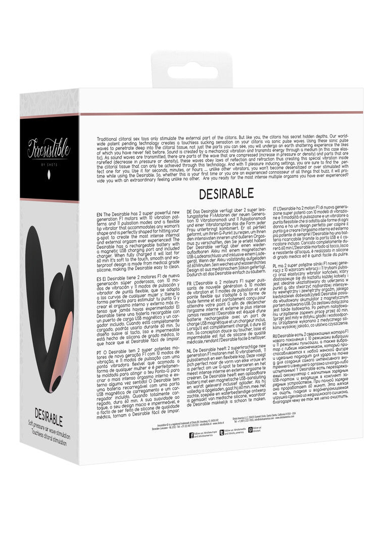 Vibrator Irresistible Desirable biegbar mit Druckwellen Schwarz 12,5 x 3,5 cm – Ansicht 3