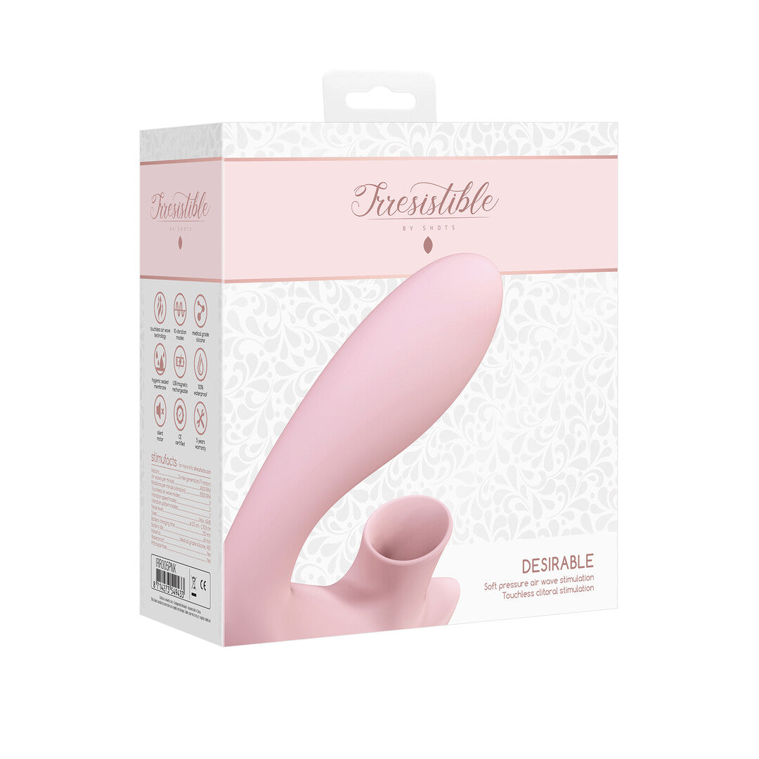Vibrator Irresistible Desirable biegbar mit Druckwellen Pink 12,5 x 3,5 cm – Ansicht 2