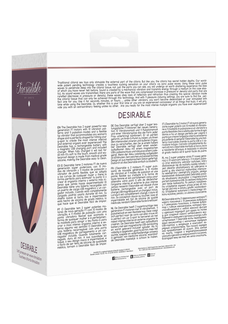 Vibrator Irresistible Desirable biegbar mit Druckwellen Lila 12,5 x 3,5 cm – Ansicht 3