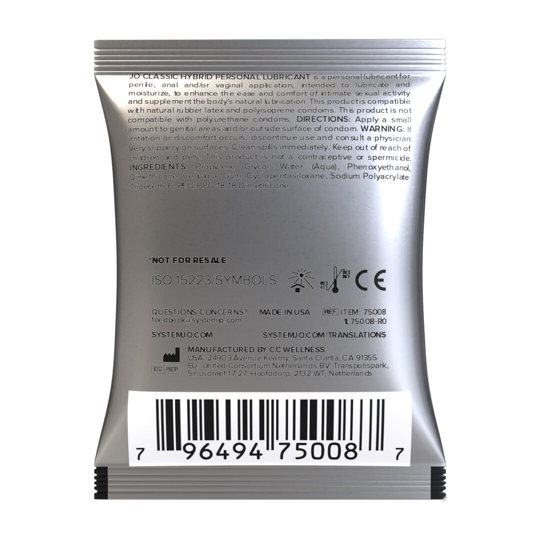 Gleitgel JO Classic Hybrid Wasser und Silikon Sachet 5 ml – Ansicht 2