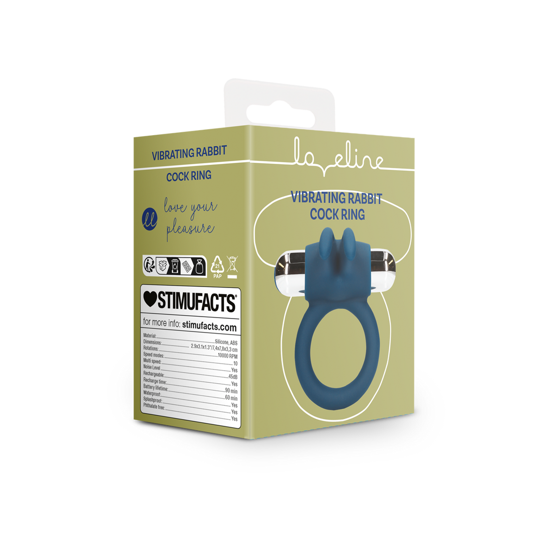 Penisring Rabbit mit Vibration Blau 7,4 x Ø 1,9 cm
