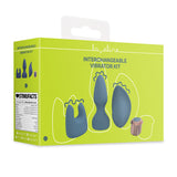 Vibrator-Set mit Wechselaufsätzen Blau/Grau 11,3 x Ø 3,4 cm