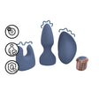 Vibrator-Set mit Bullet und drei Aufsätzen Blaugrau 11,3 x 3,5 cm