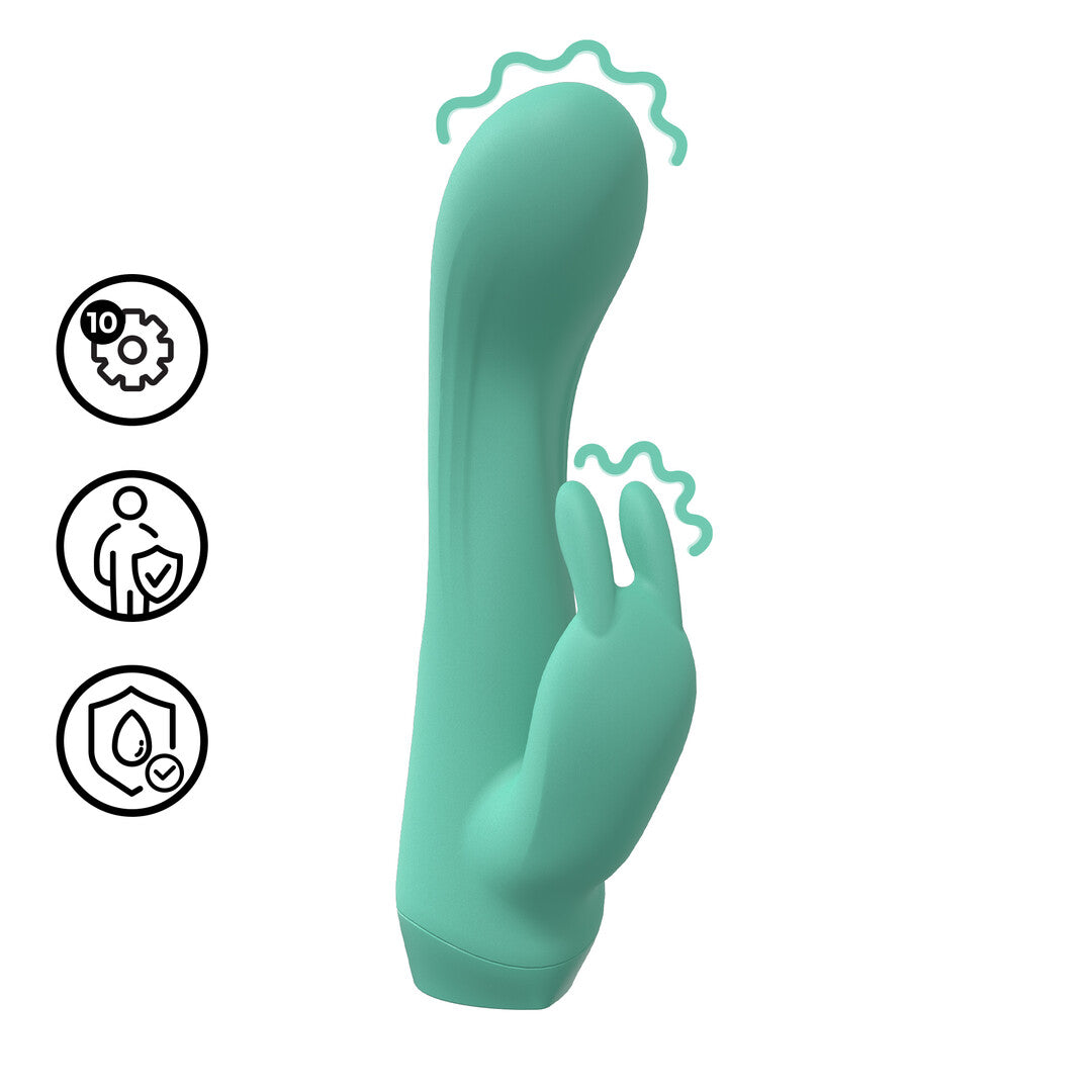 Rabbit-Vibrator Mini Dual Grün 11,9 x Ø 3 cm