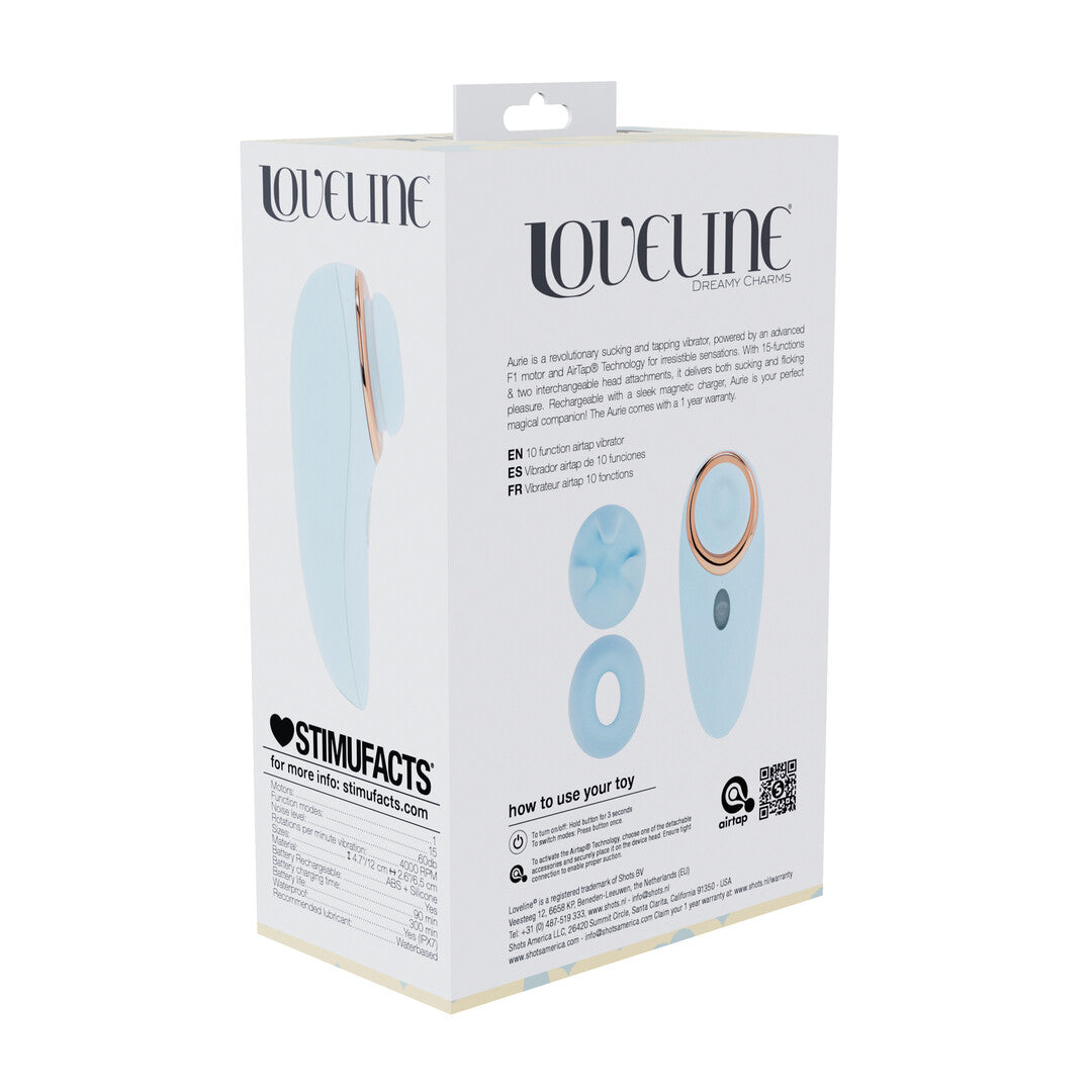 Vibrator Aurie AirTap mit zwei Kopfaufsätzen Blau 12 cm