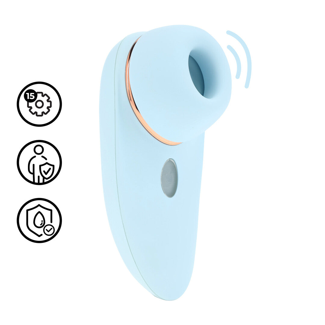 Vibrator Aurie AirTap mit zwei Kopfaufsätzen Blau 12 cm