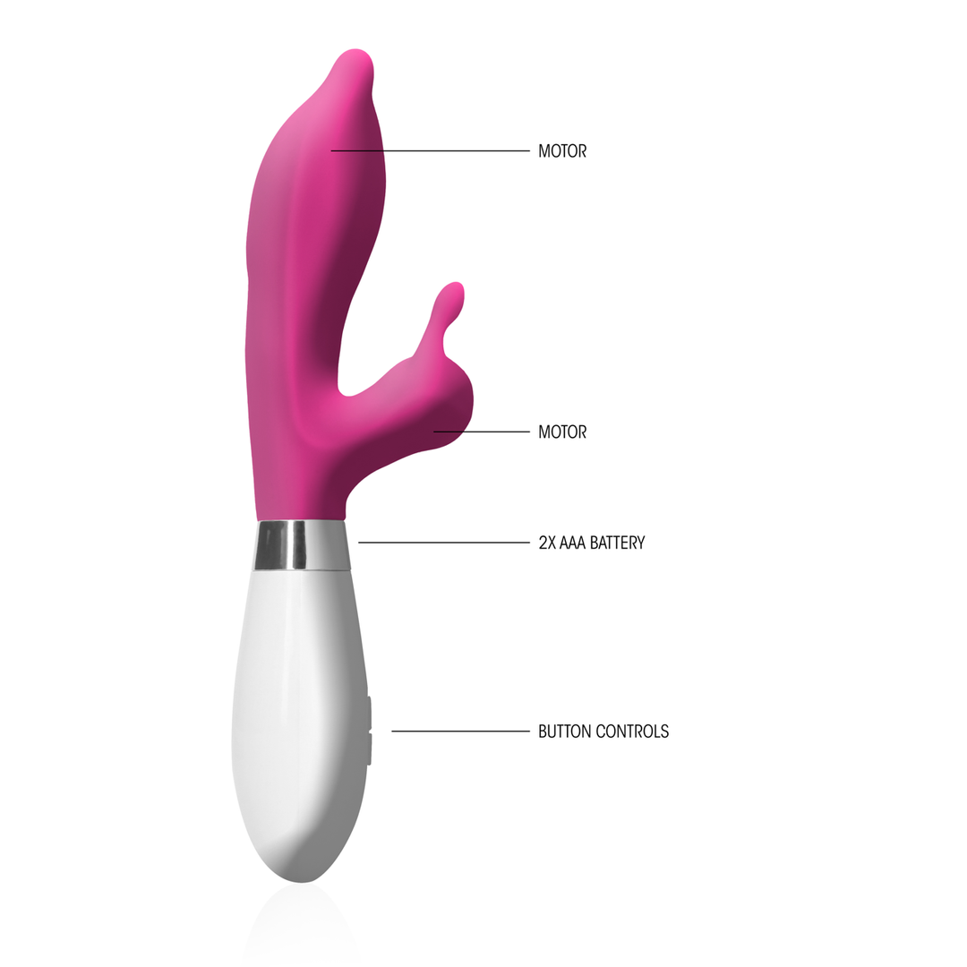 Vibrator Adonis mit Klitoris-Stimulator Pink 21,5 x Ø 2,6 cm