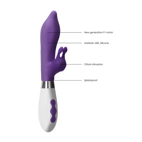 Rabbit-Vibrator Adonis mit Akku Violett 12,5 x Ø 3,5 cm