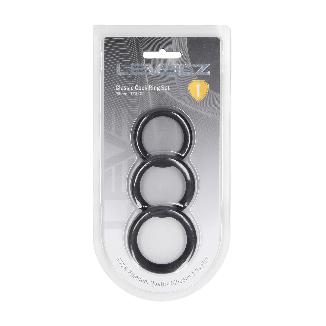 Penisring-Set Silikon 3-teilig L/XL/XXL Schwarz 5 x Ø 5 cm