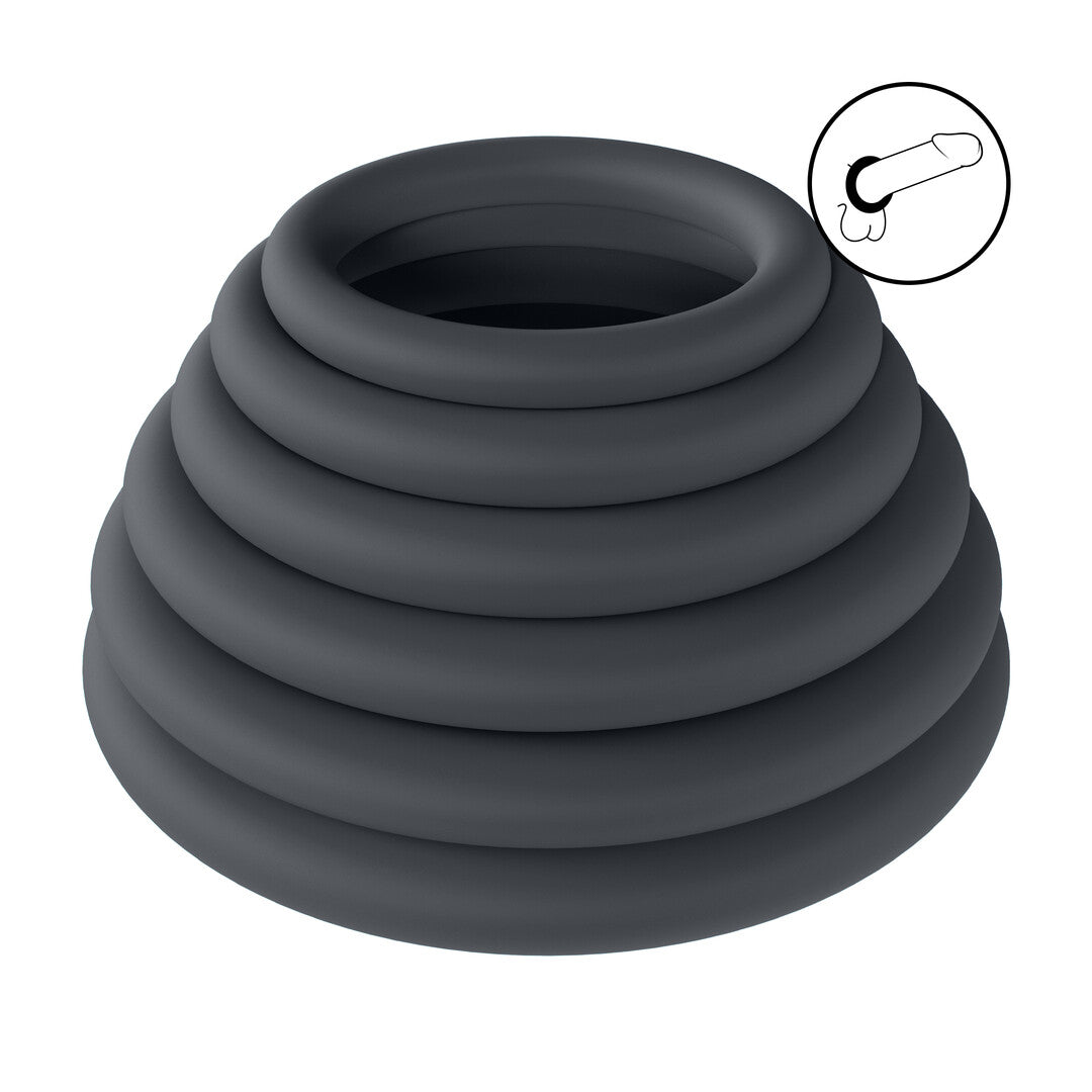 Penisring-Set Silikon 6-teilig Schwarz 4,5 x Ø 4,5 cm