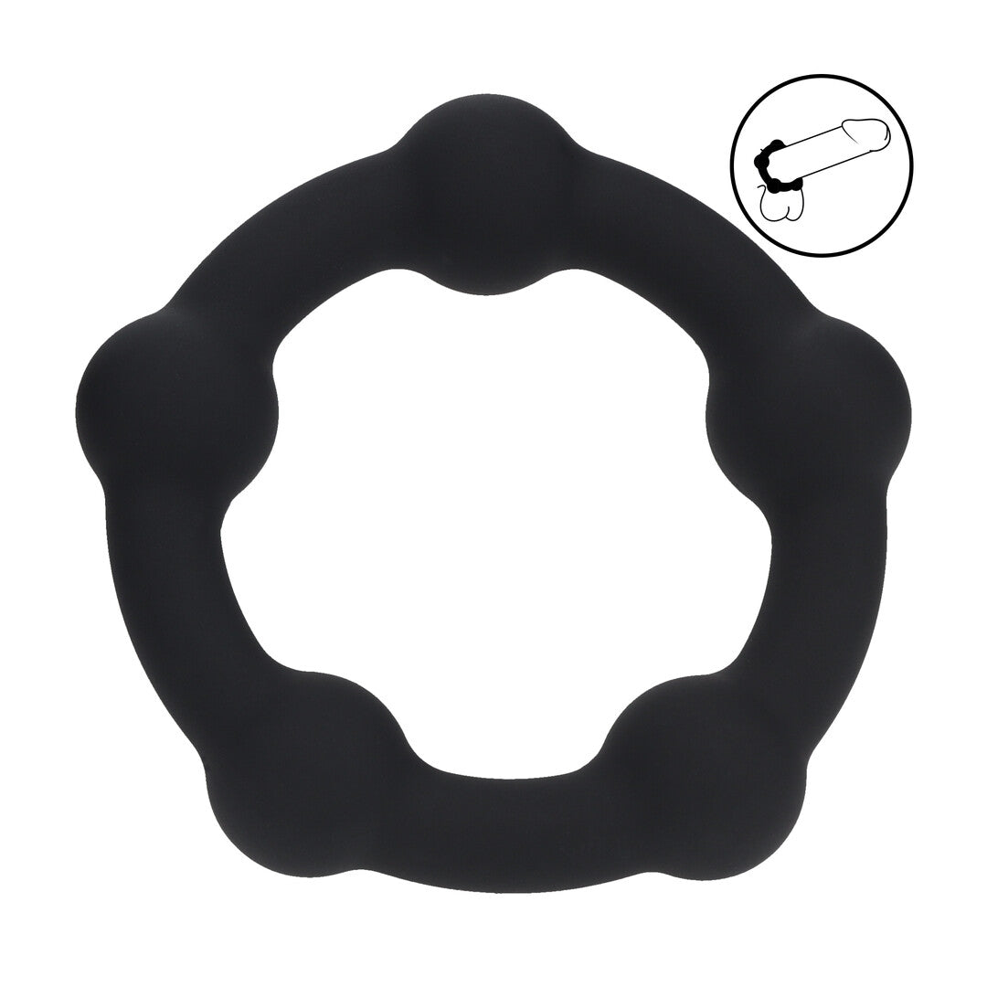 Penisring Silikon mit Perlen S Schwarz 6 x Ø 6 cm