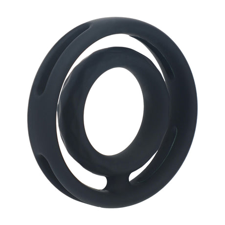 Penis- und Hodenring Silikon gerippt Schwarz 5,4 x Ø 5,4 cm