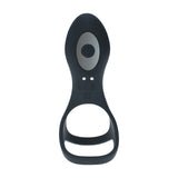 Penis- und Hodenring mit Vibration und Schaftschlaufe Silikon Schwarz 14 cm