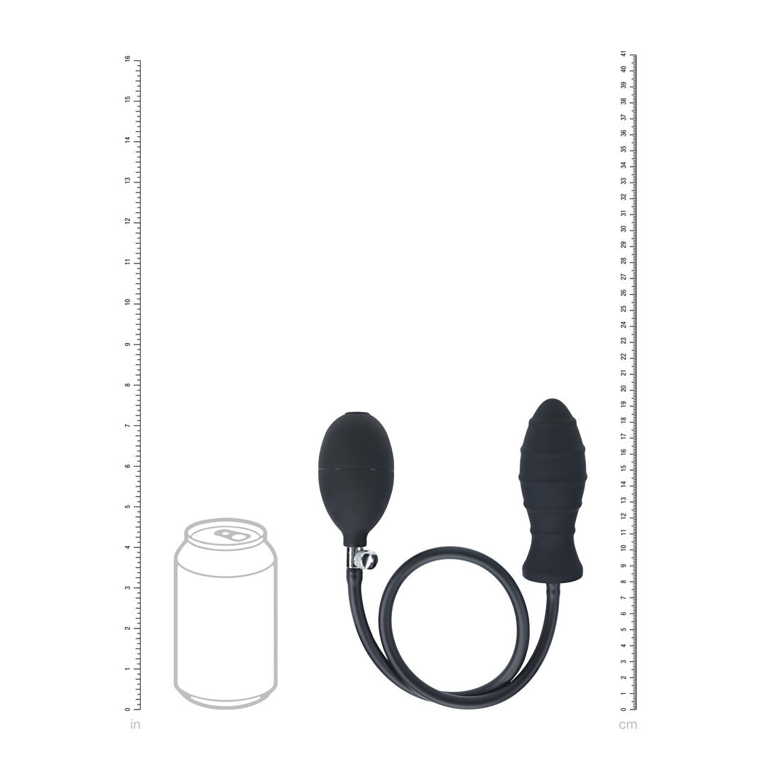 Analplug aufblasbar gerippt Silikon Schwarz 69 x Ø 3,8 cm