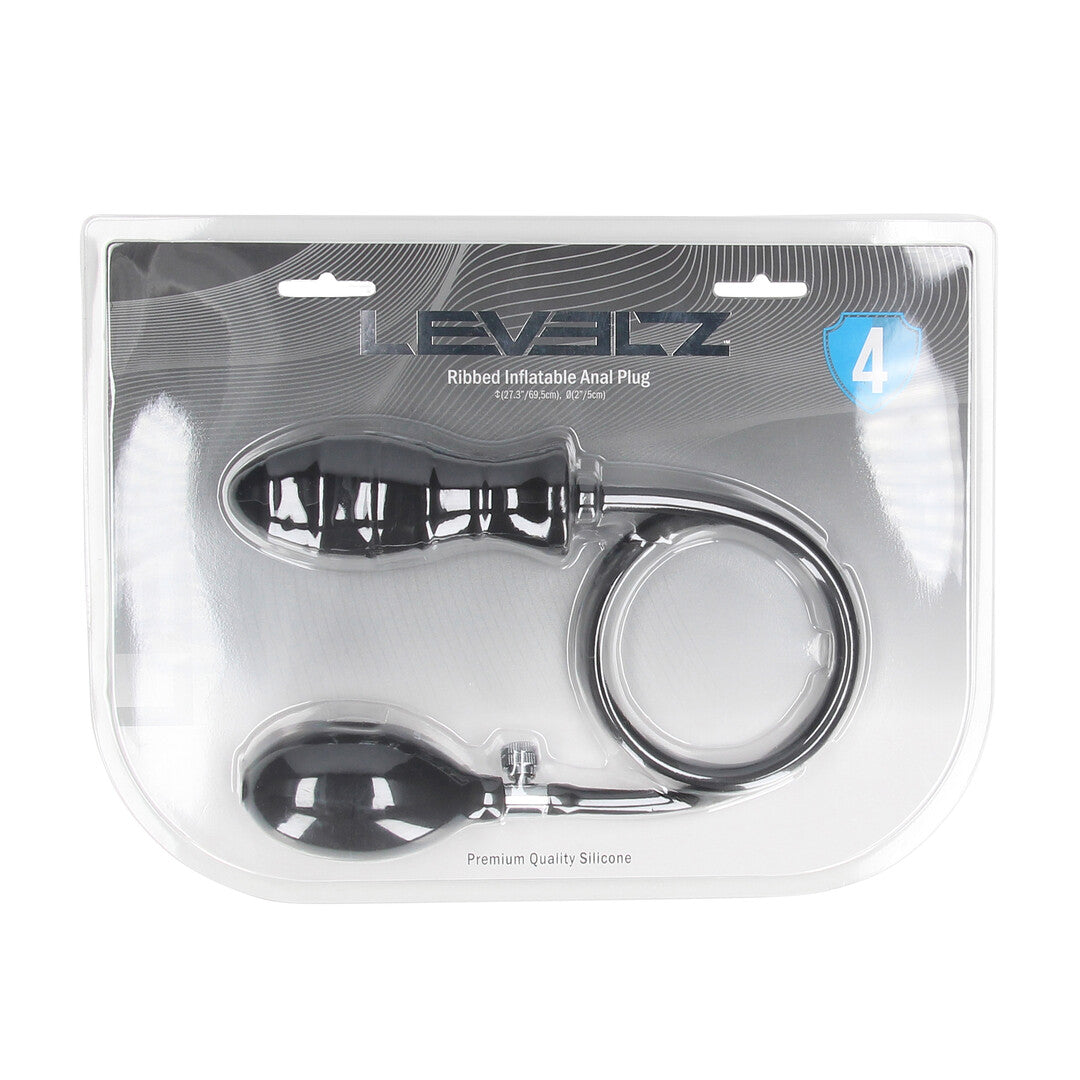 Analplug aufblasbar gerippt Silikon Schwarz 69 x Ø 3,8 cm