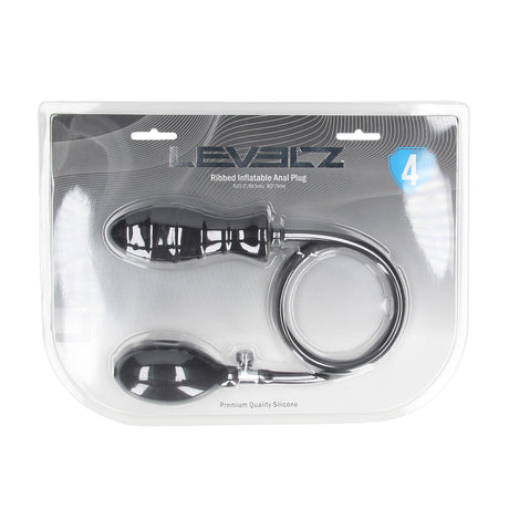 Analplug aufblasbar gerippt Silikon Schwarz 69 x Ø 3,8 cm
