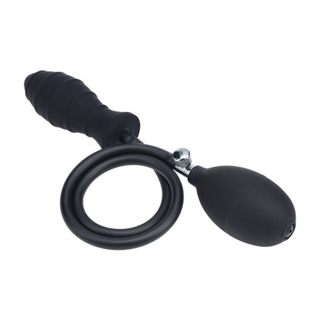 Analplug aufblasbar gerippt Silikon Schwarz 69 x Ø 3,8 cm