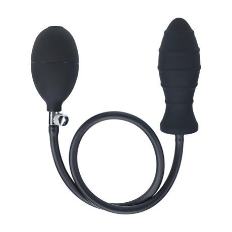 Analplug aufblasbar gerippt Silikon Schwarz 69 x Ø 3,8 cm