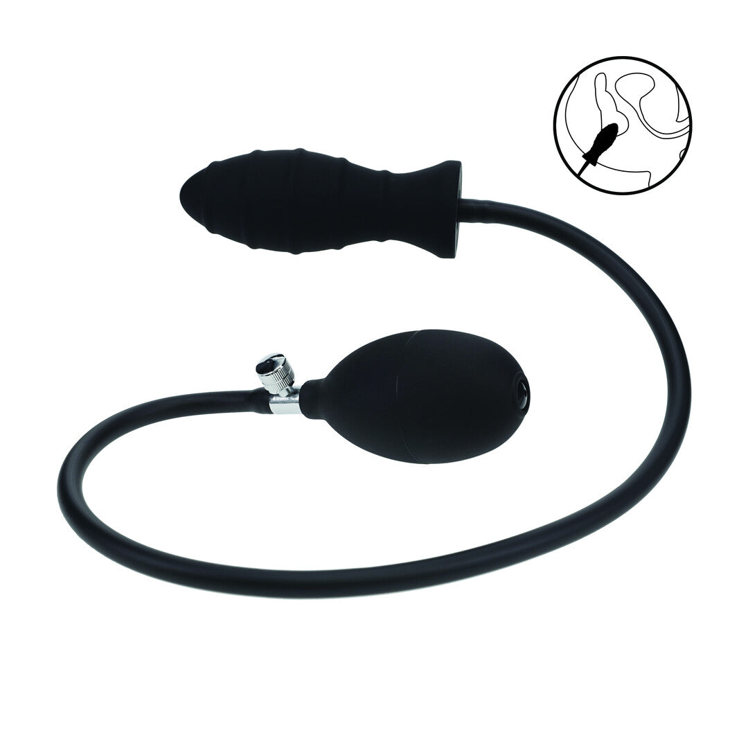 Analplug aufblasbar gerippt Silikon Schwarz 69 x Ø 3,8 cm