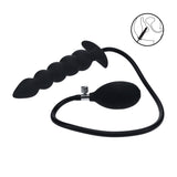 Analplug aufblasbar mit Perlenform Silikon Schwarz 77 x Ø 3,6 cm