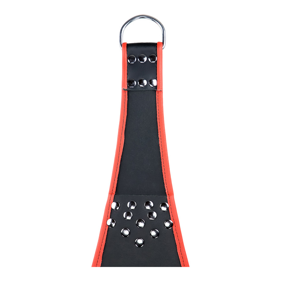Sling Leder mit roter Paspel und 5 Punkten Schwarz 113 cm