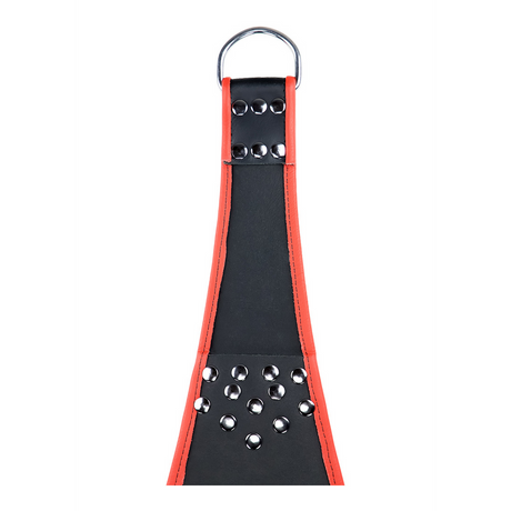 Sling Leder mit roter Paspel und 5 Punkten Schwarz 113 cm